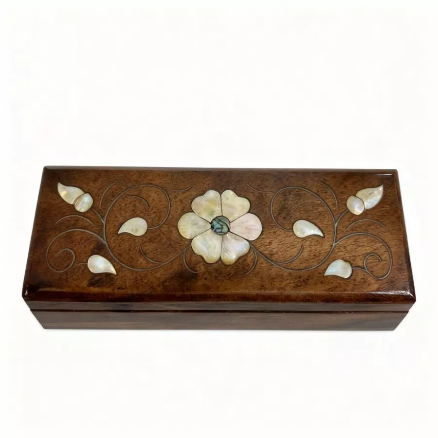 Handcrafted Mother-of-Pearl Floral Wooden Gift Box 2