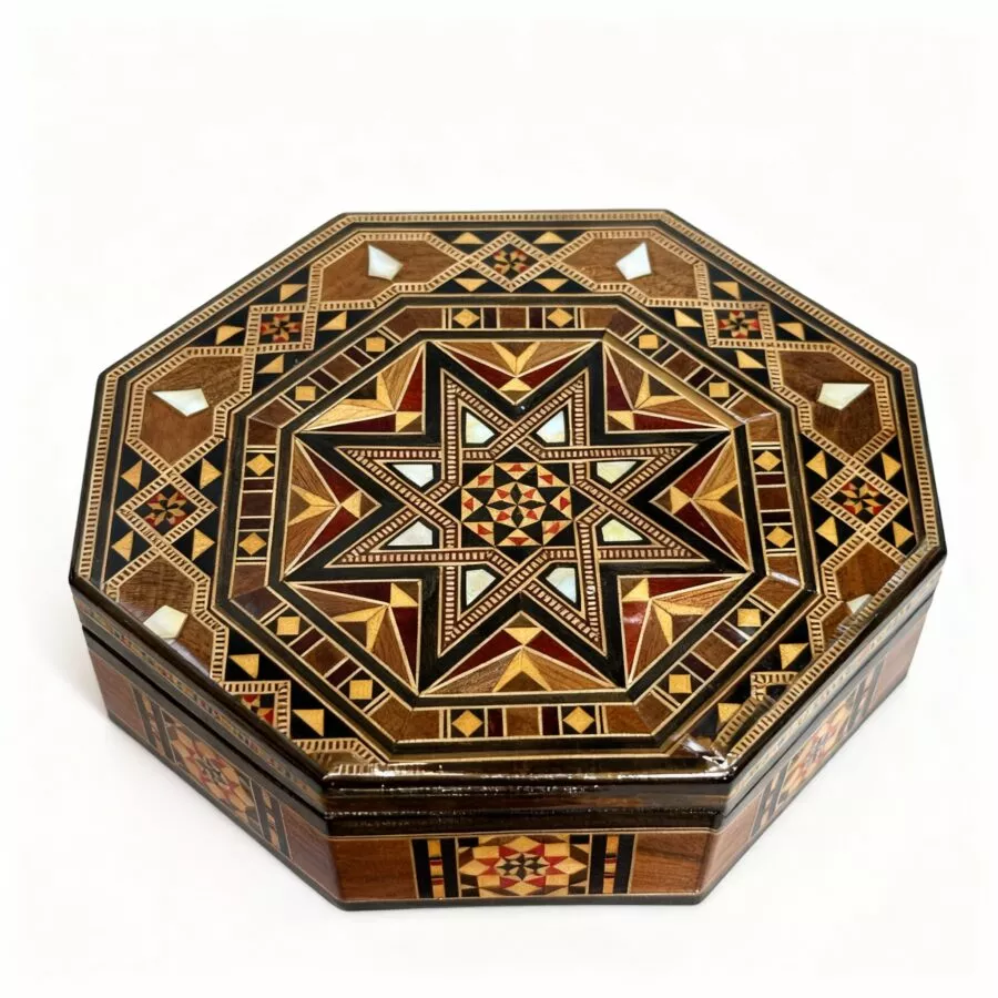 Handcrafted Octagonal Mosaic Wooden Gift Box 3