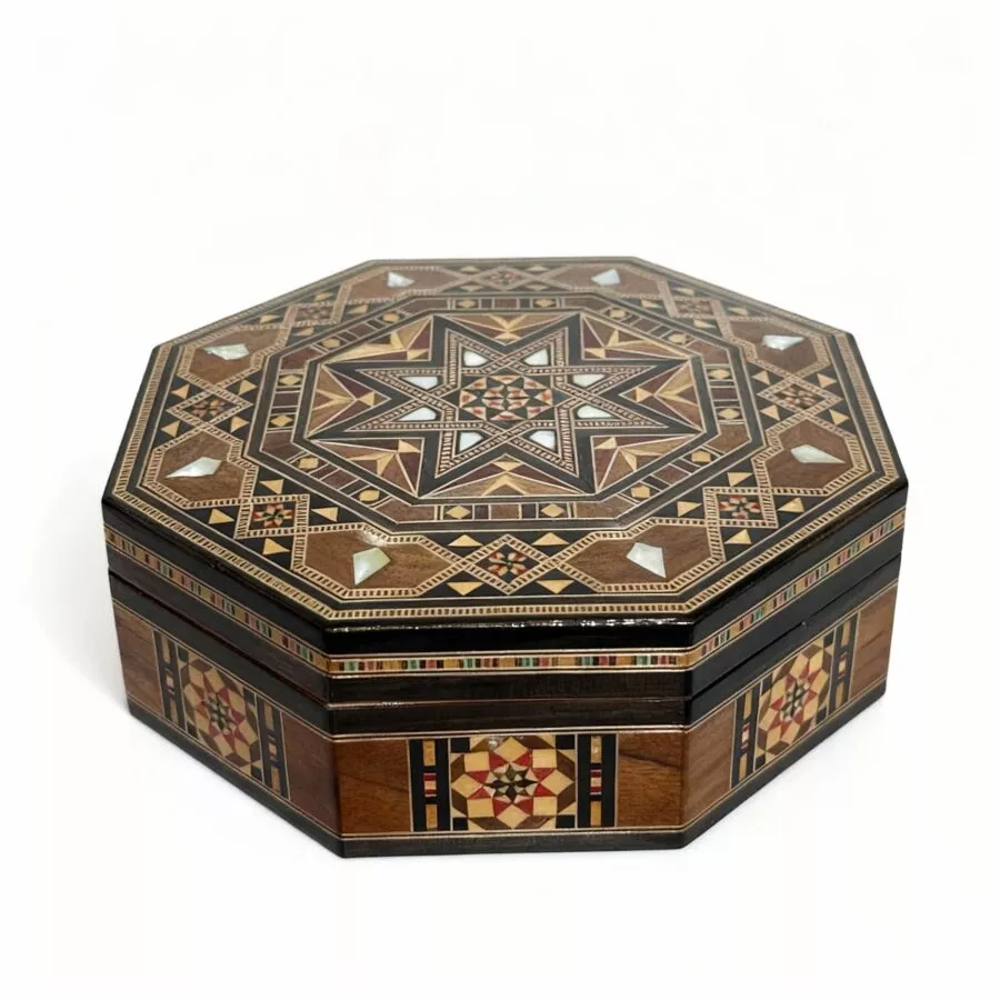 Handcrafted Octagonal Mosaic Wooden Gift Box